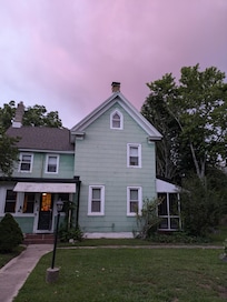 Beautiful sunset highlighting the house
