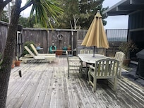 One of the decks right outside our studio. Protected from wind