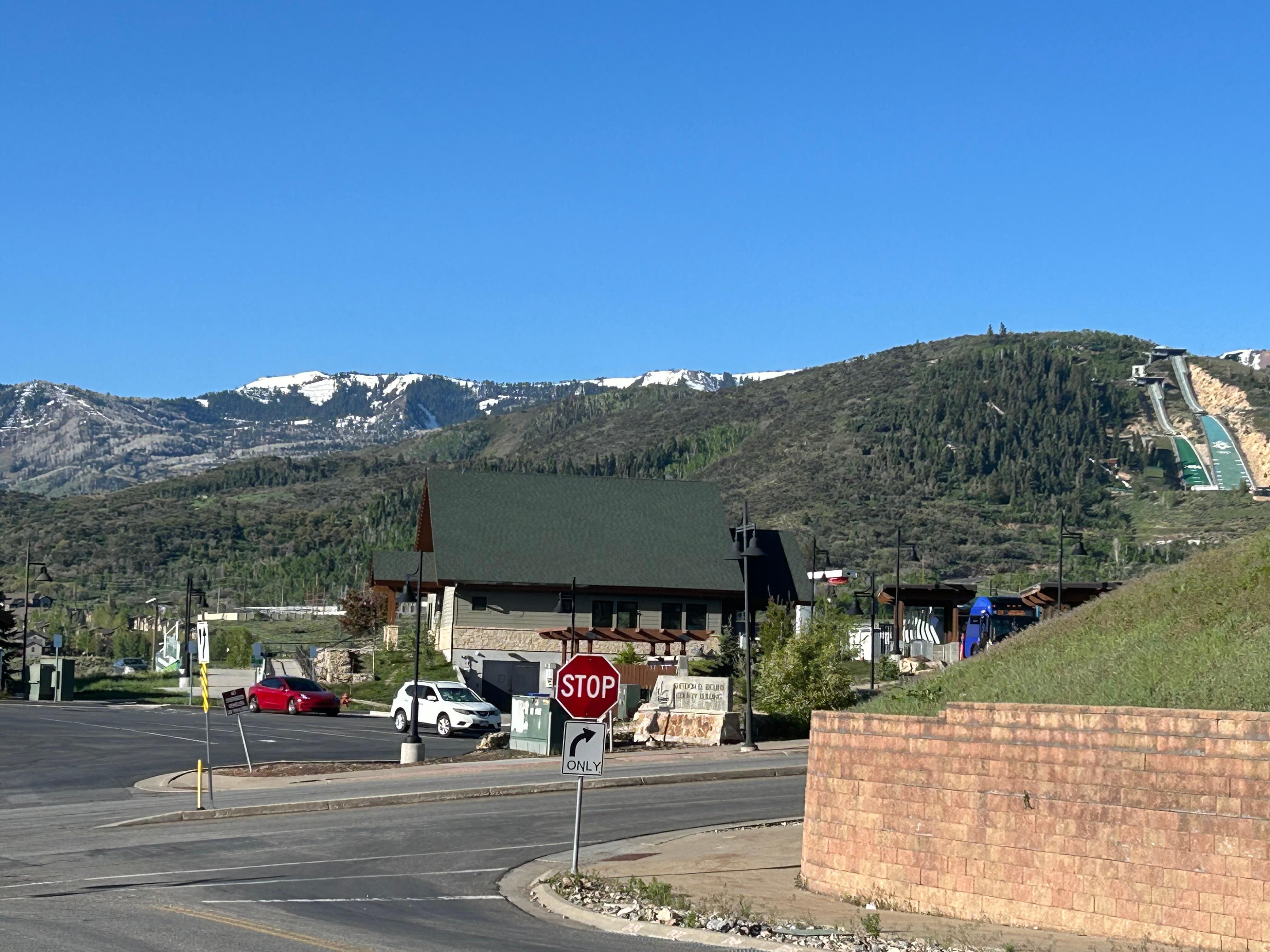 View of Olympic Village, and ski jump.