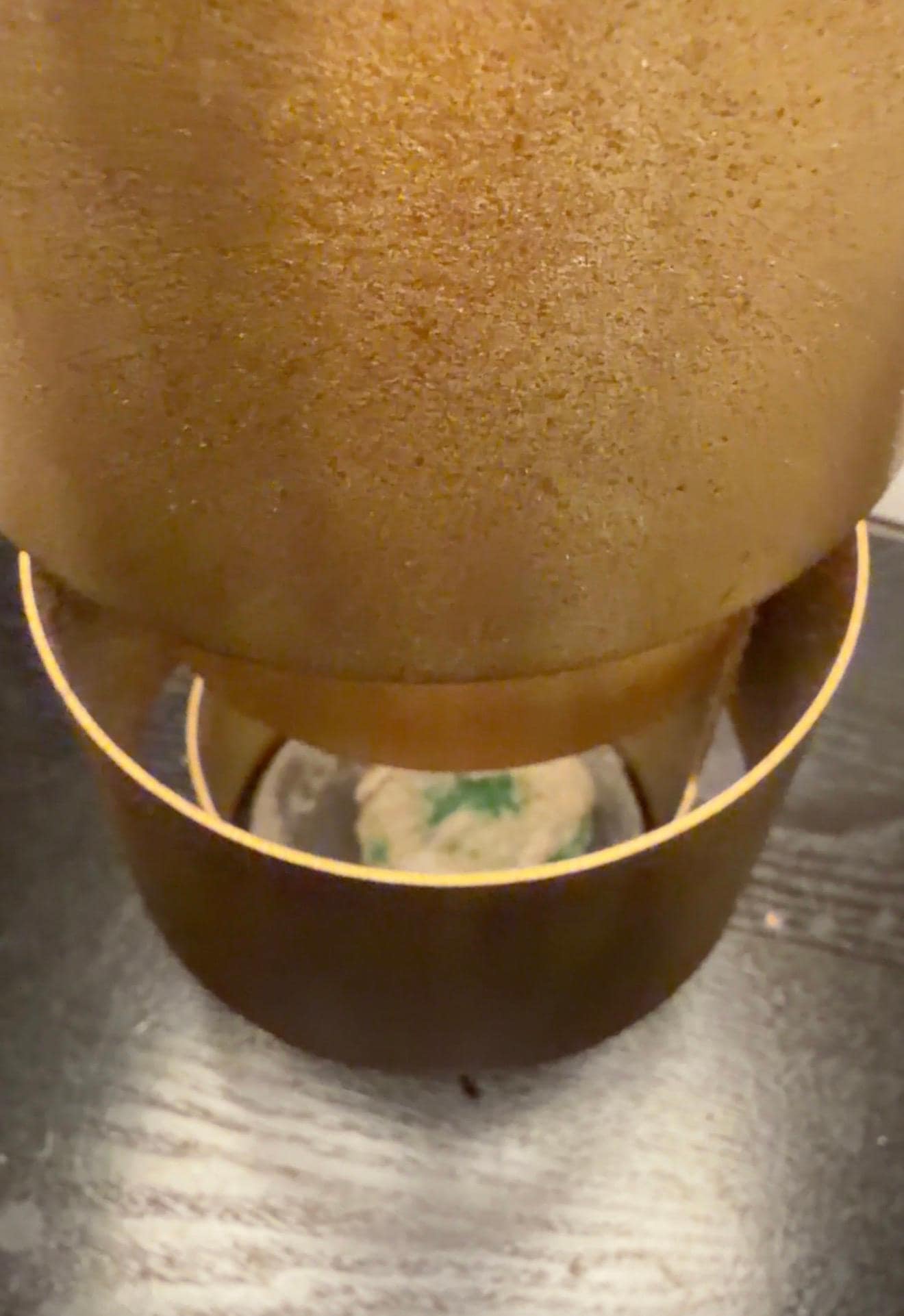 MOLD ball of some type inside the lamp on the nightstand 