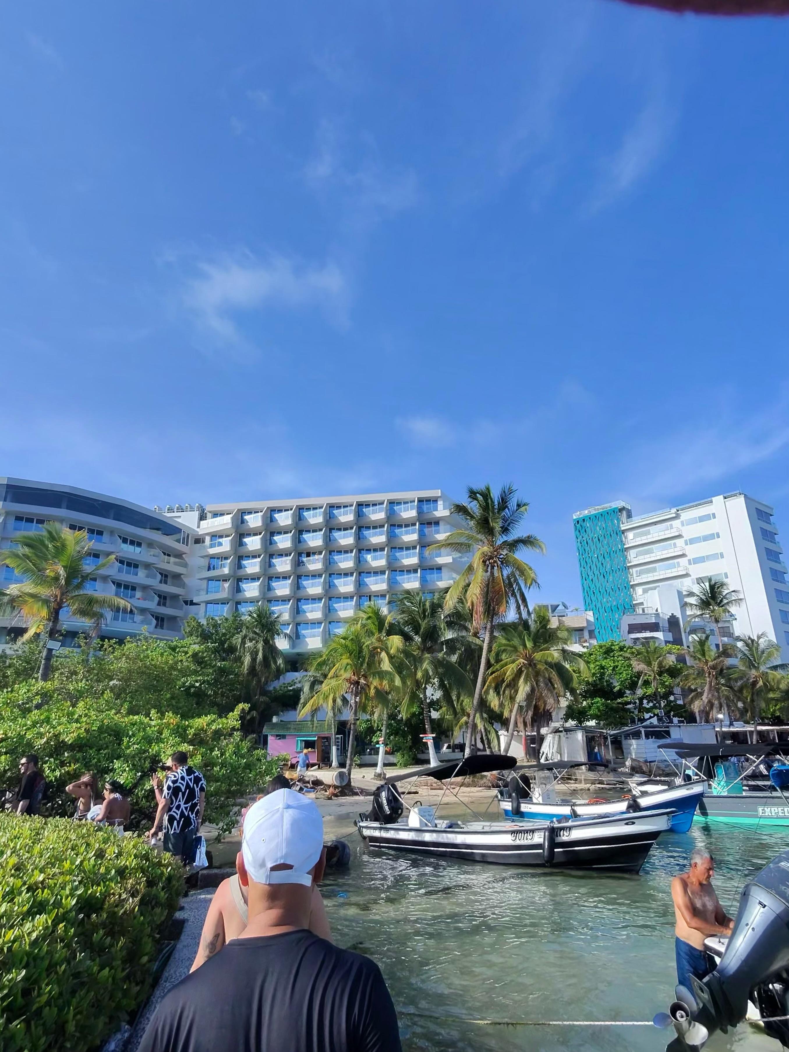 Marina del Muelle, just across the street, where we meet for many activities such as the trip to Johnny Cay Island, boat party and etc.