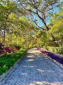 Beautiful rides on golf carts down to the beach, but also a lovely walk