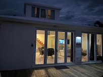 Front of house at night