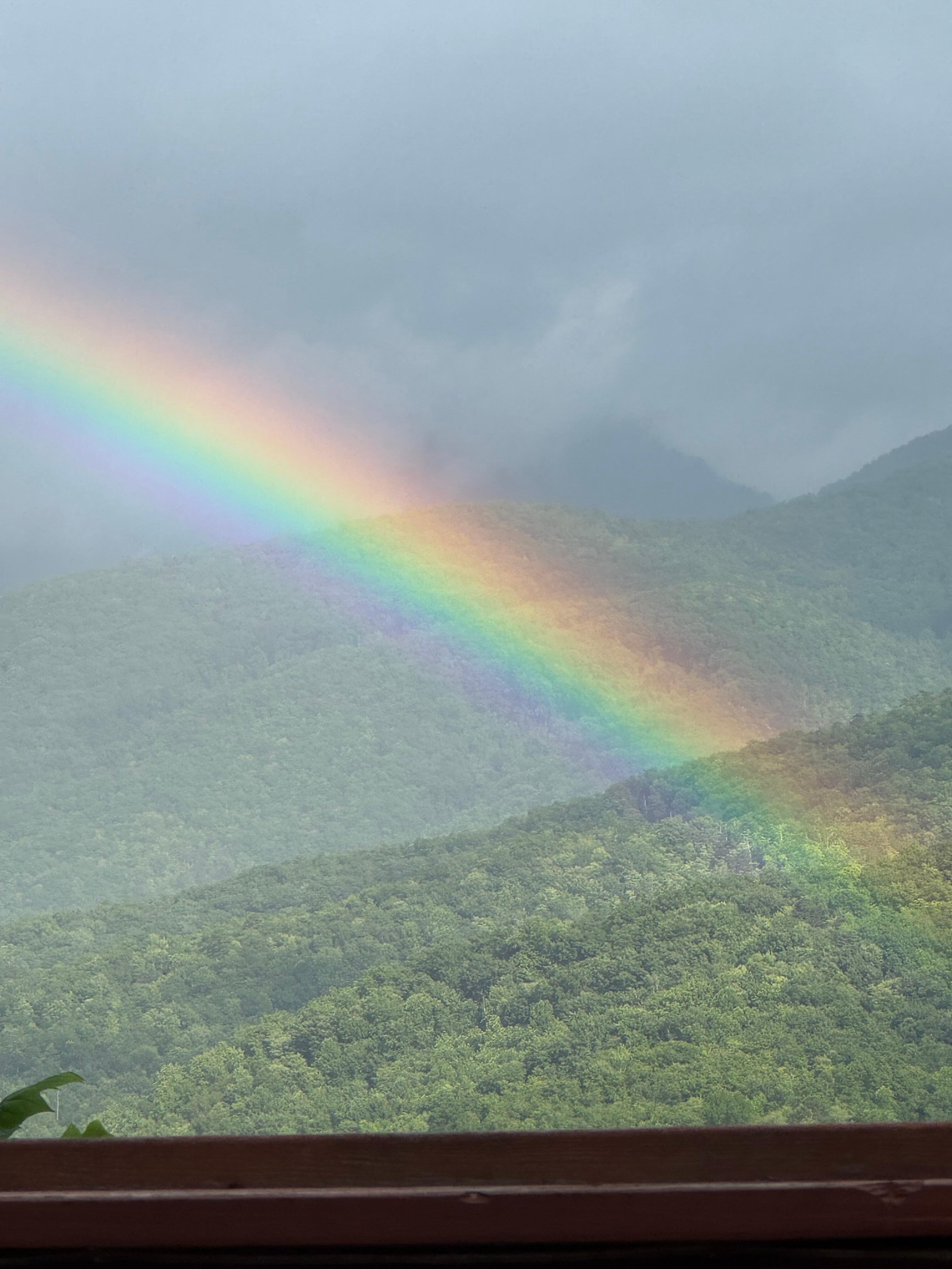 Rainbow after a summer storm ( I never seen one sooo vibrant)
