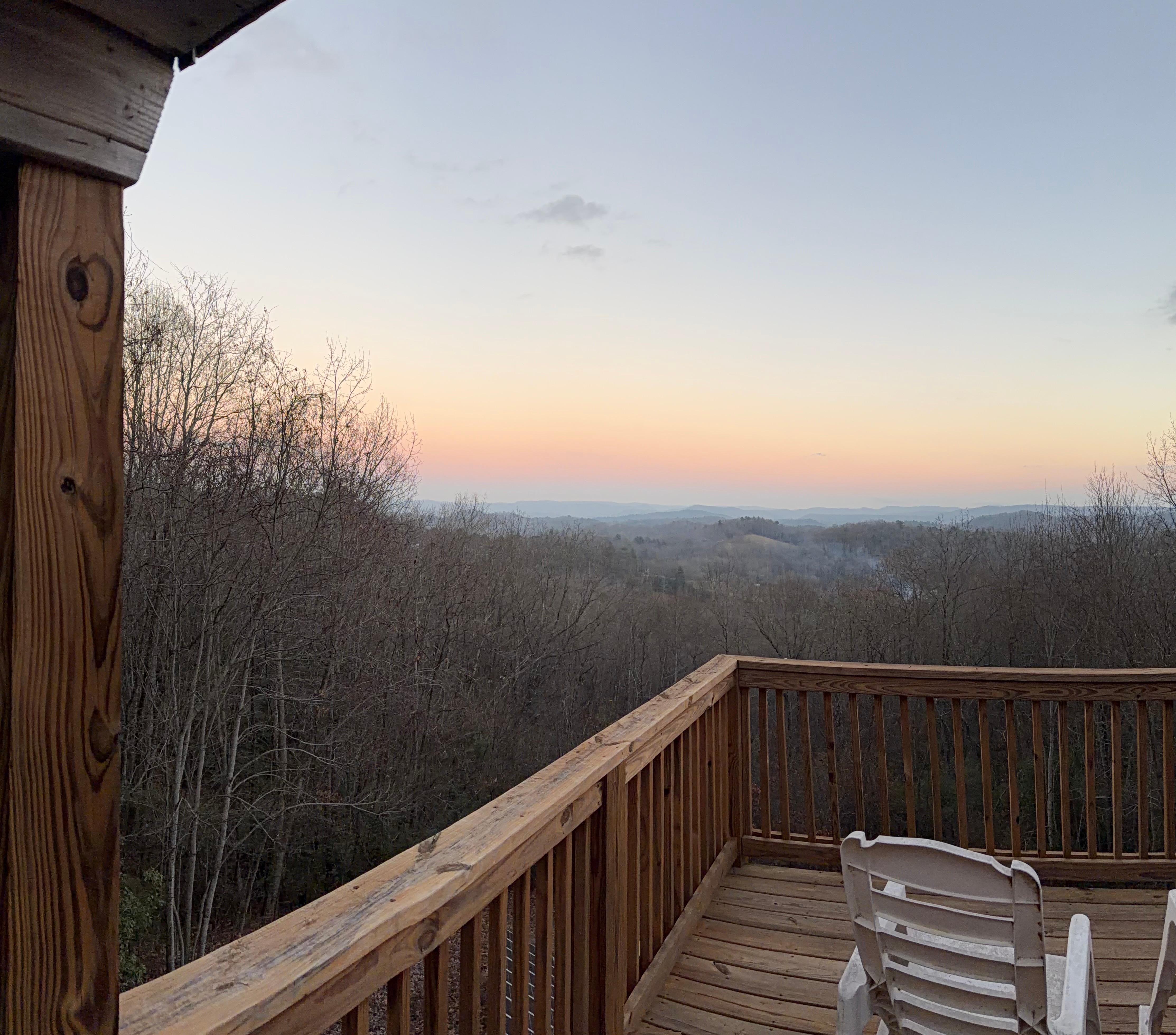 Amazing view of the mountains at sunset from the back deck