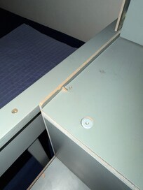 Screw on the bunk bed stairs that caught my son’s pants.