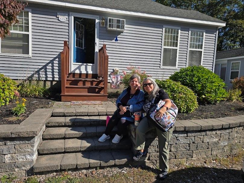 My sister and I in front of the cottage. 
