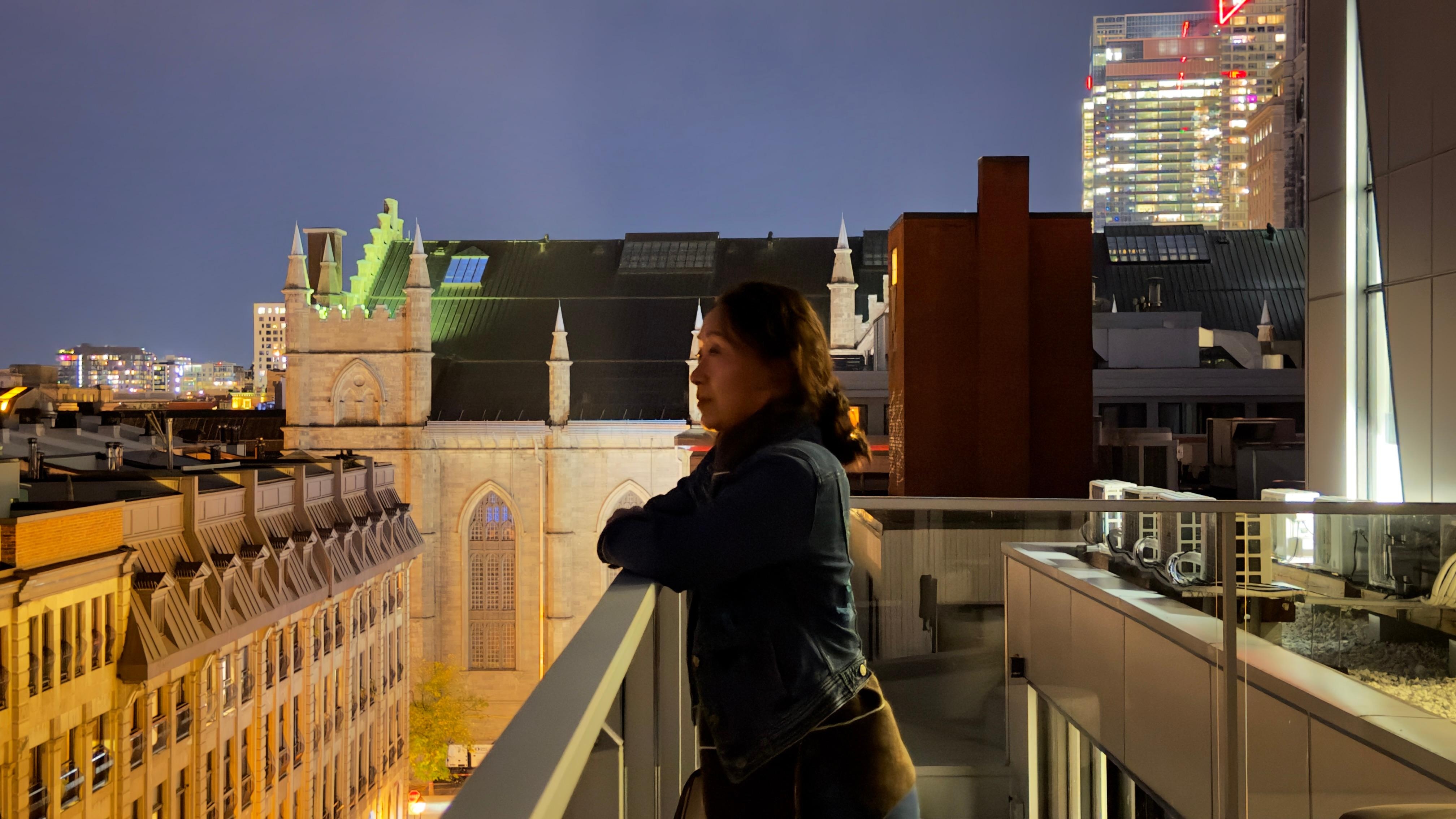 On the 6th floor terrace. 