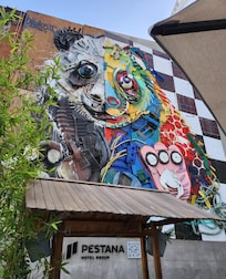 Art in the courtyard.