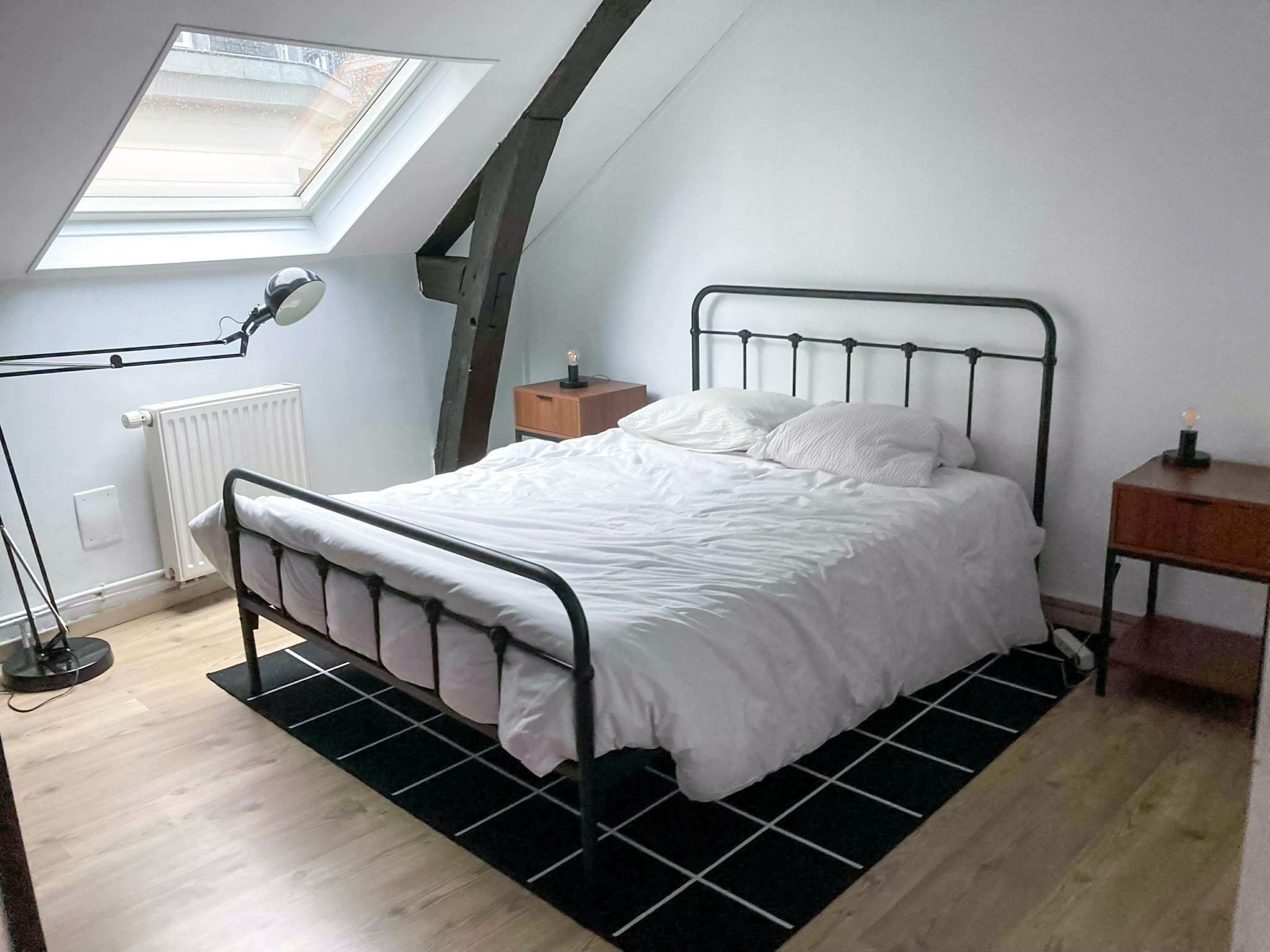 Middle upstairs bedroom. Bed is a little squeaky, but comfy. Needs a clothes hanging bar. :)