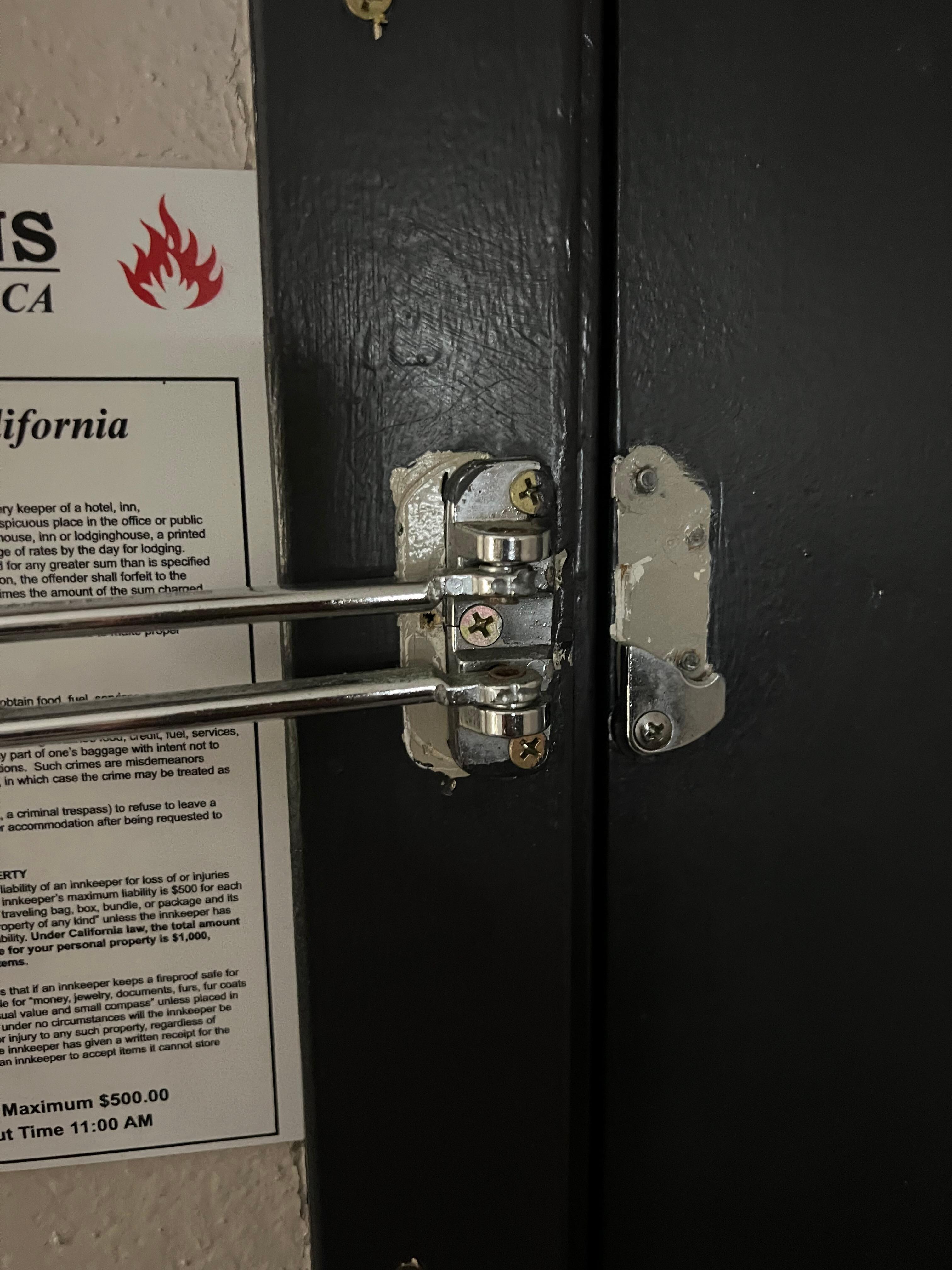 Broken security door lock