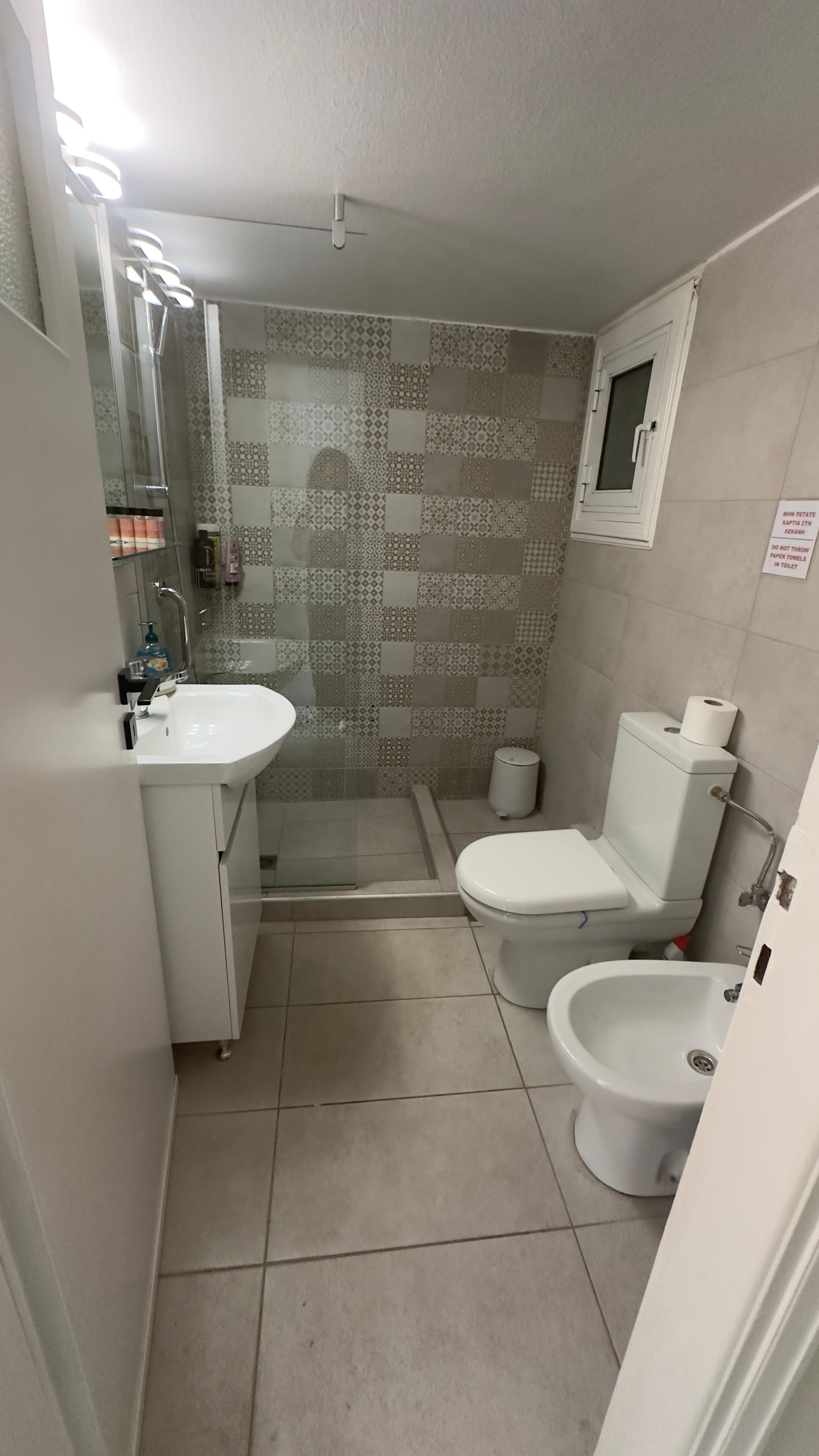 Nice little bathroom with bidet. Shower pressure was great. 