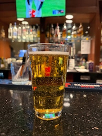 Hotel bar had a great happy hour, get there before 7pm for 2 free drinks!