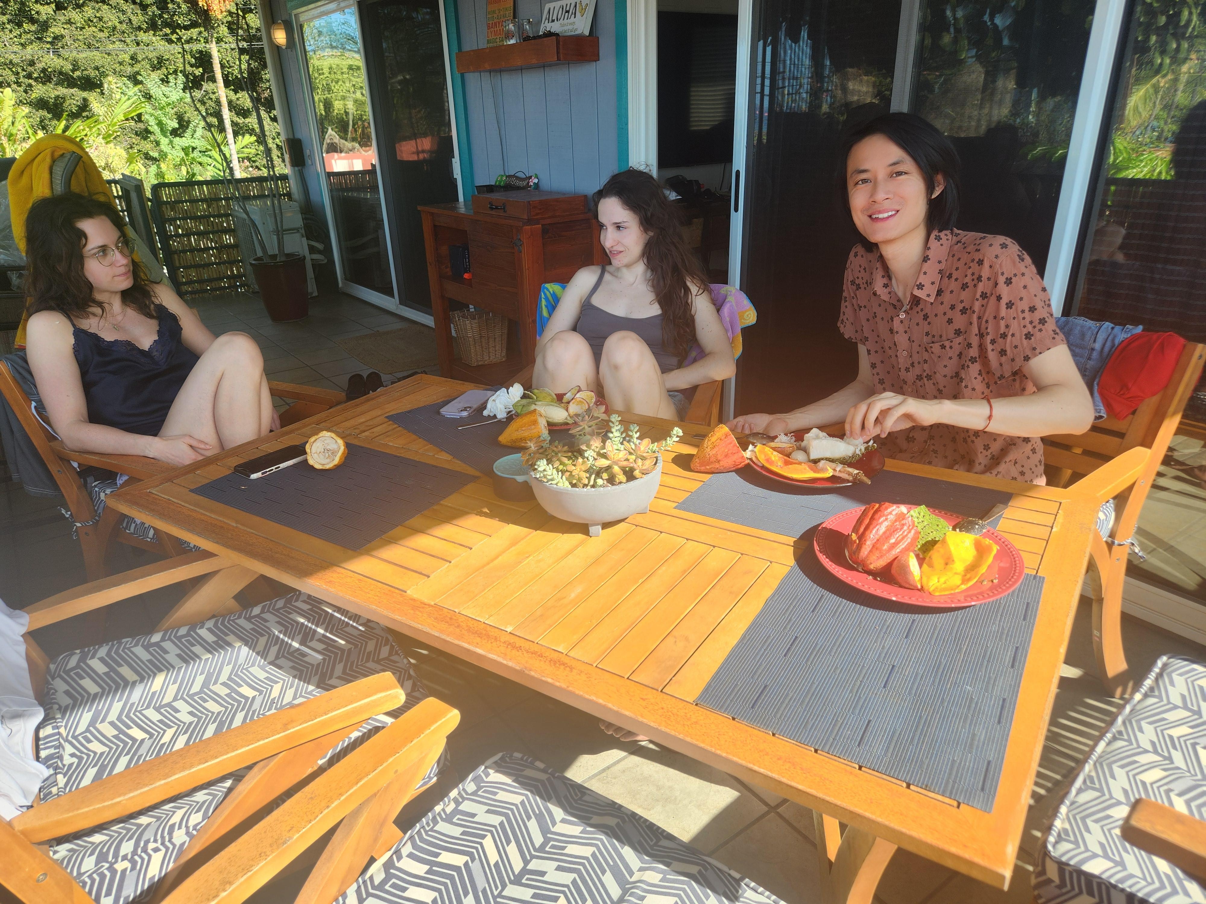 Eating breakfast in the sun...