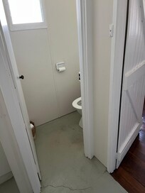 The toilet room (still part of the original house) which did not seem to have proper oder removal/ventilation.