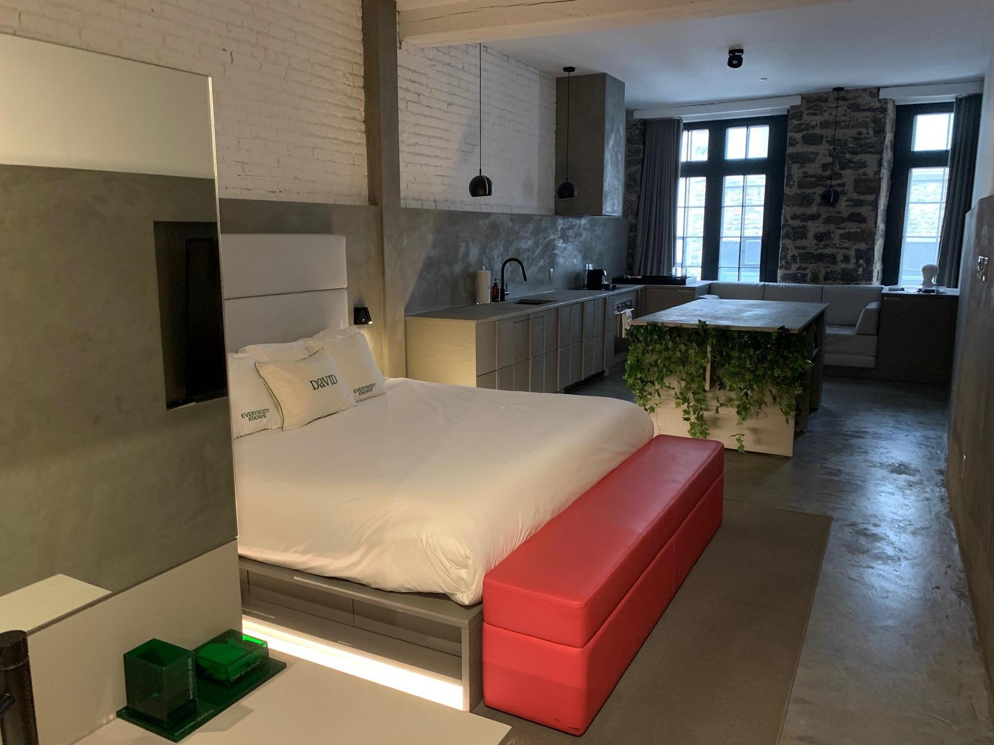 A spacious suite with walk-in shower