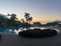 Sunset by the pool
