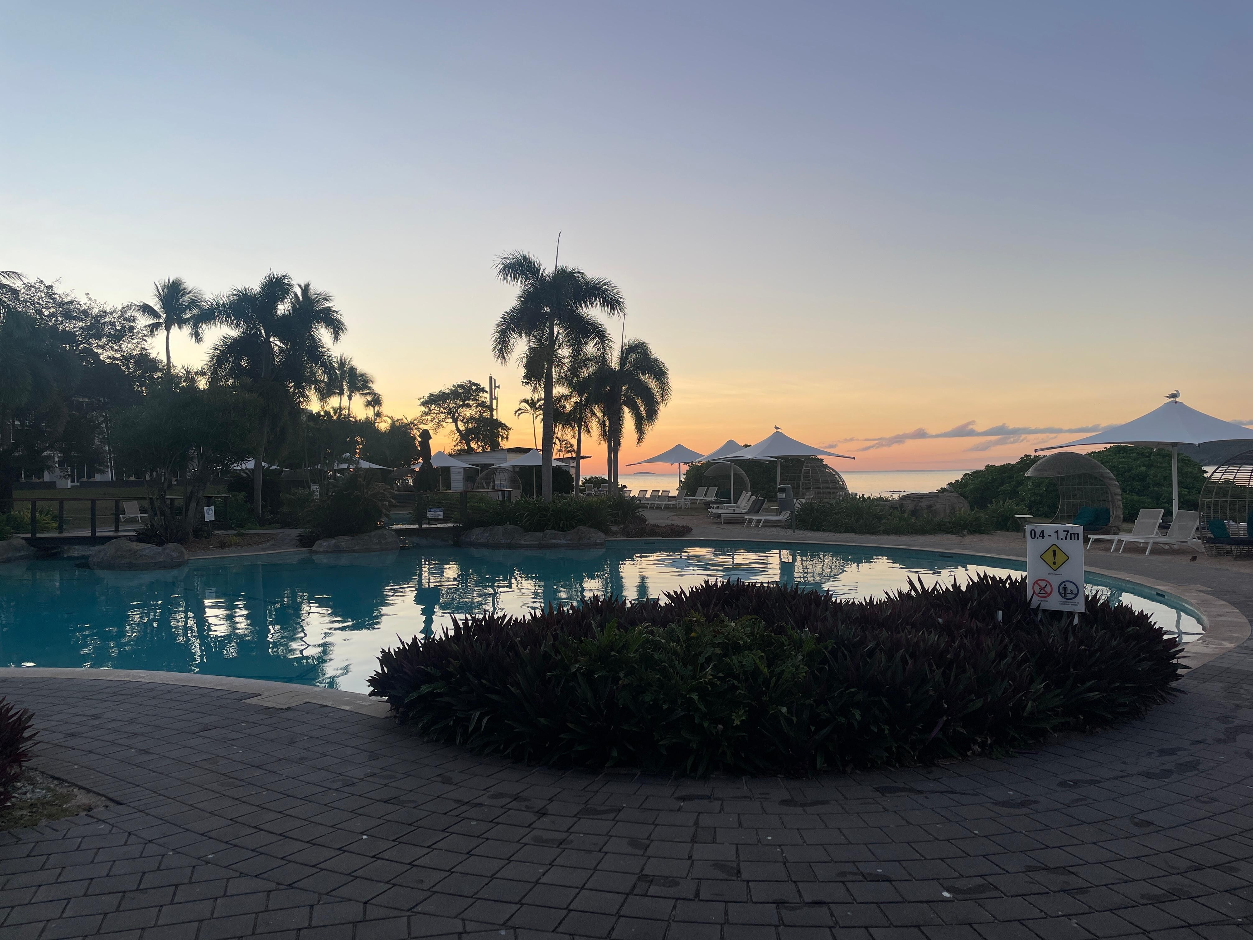 Sunset by the pool