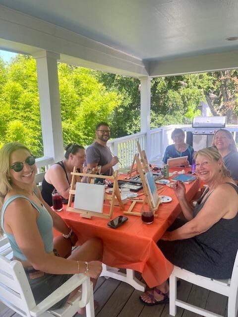 An afternoon of Paint and Sip on the Deck