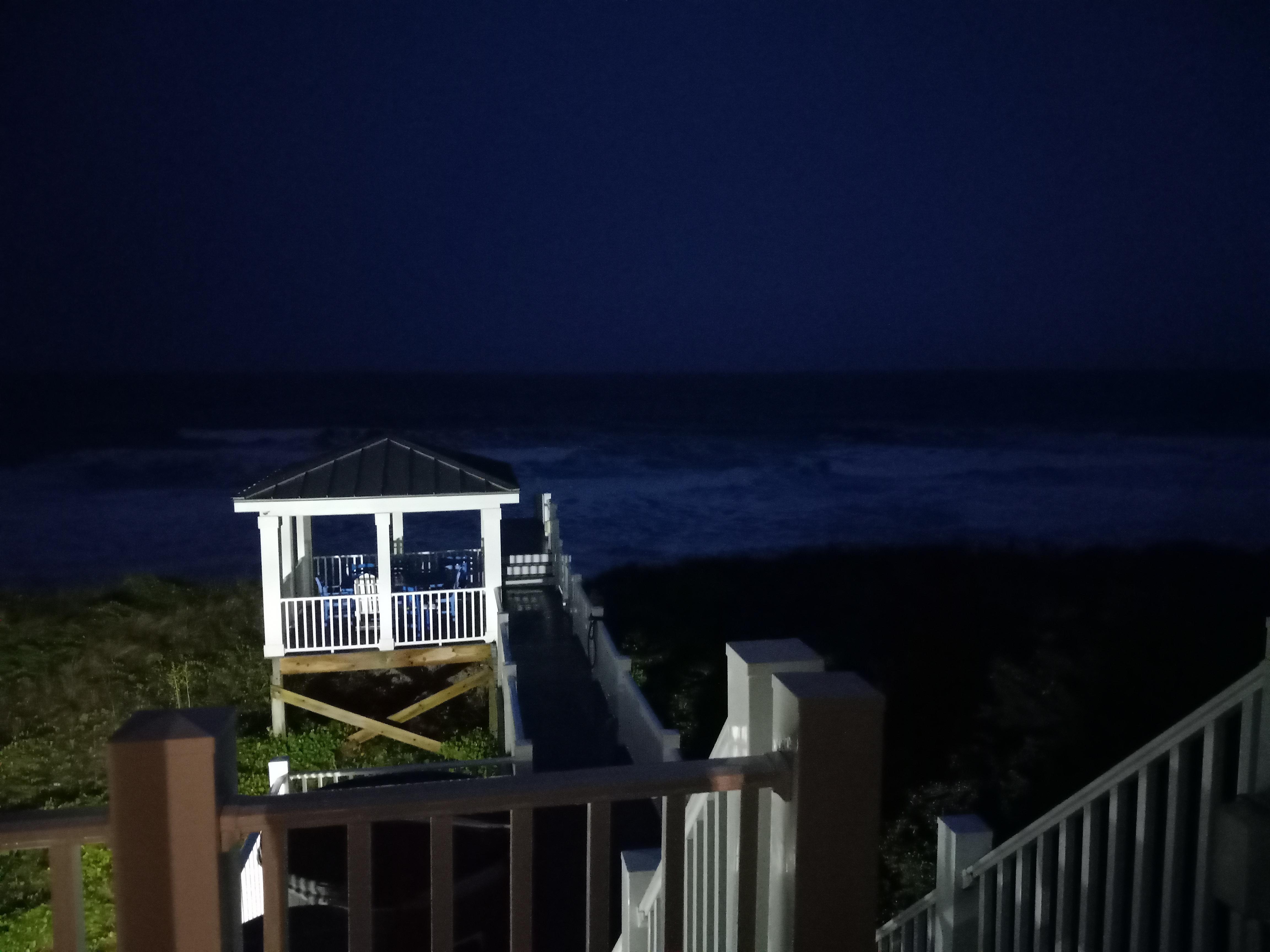 Sitting on 2nd floor deck in the evening.