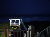 Sitting on 2nd floor deck in the evening.