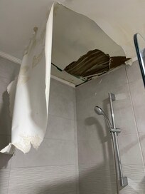 Guest bathroom ceiling cave-in