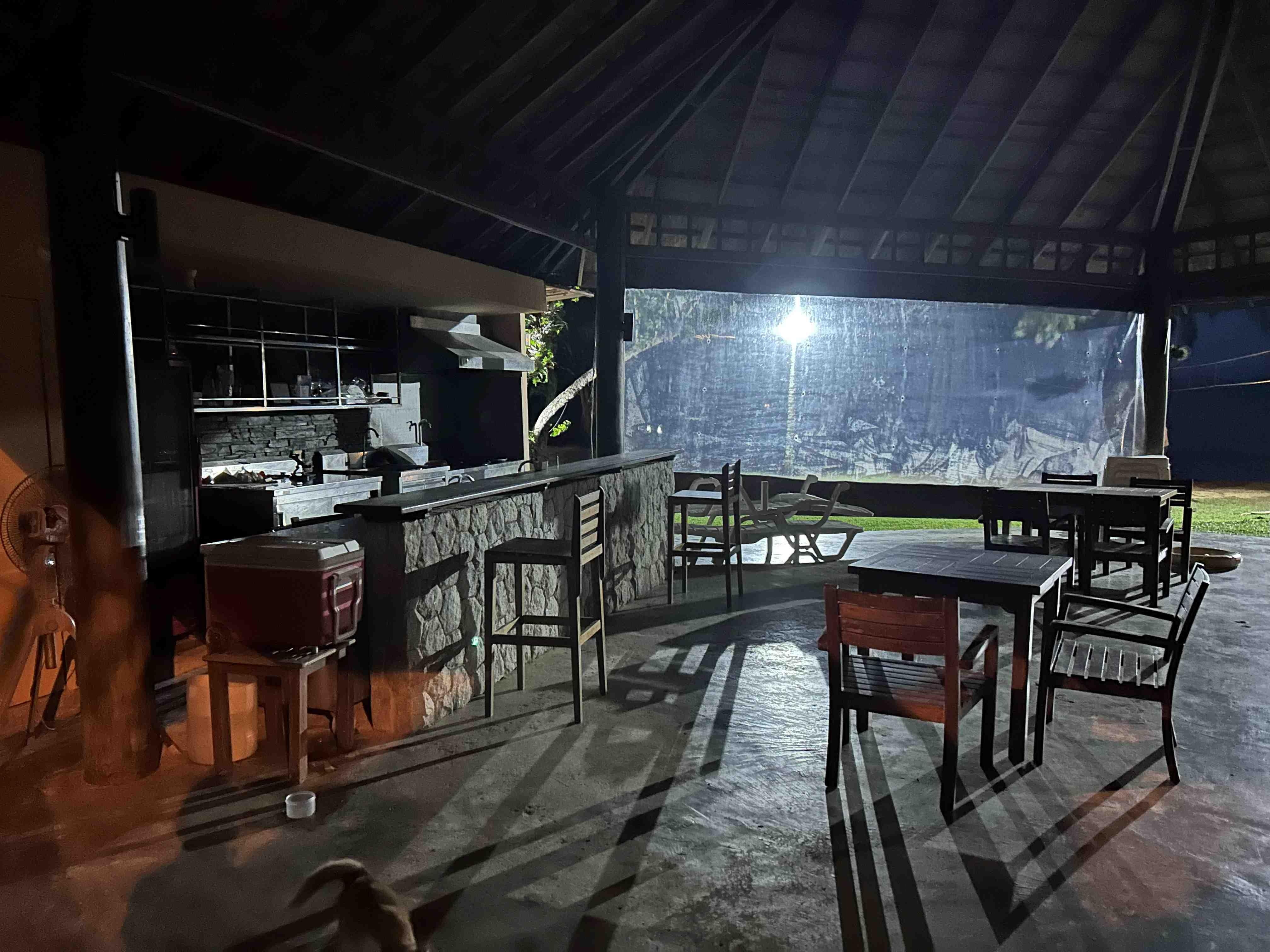 The Beach Club's bar at night and the closed 2nd restaurant, which should specialise in chargrilled meats 