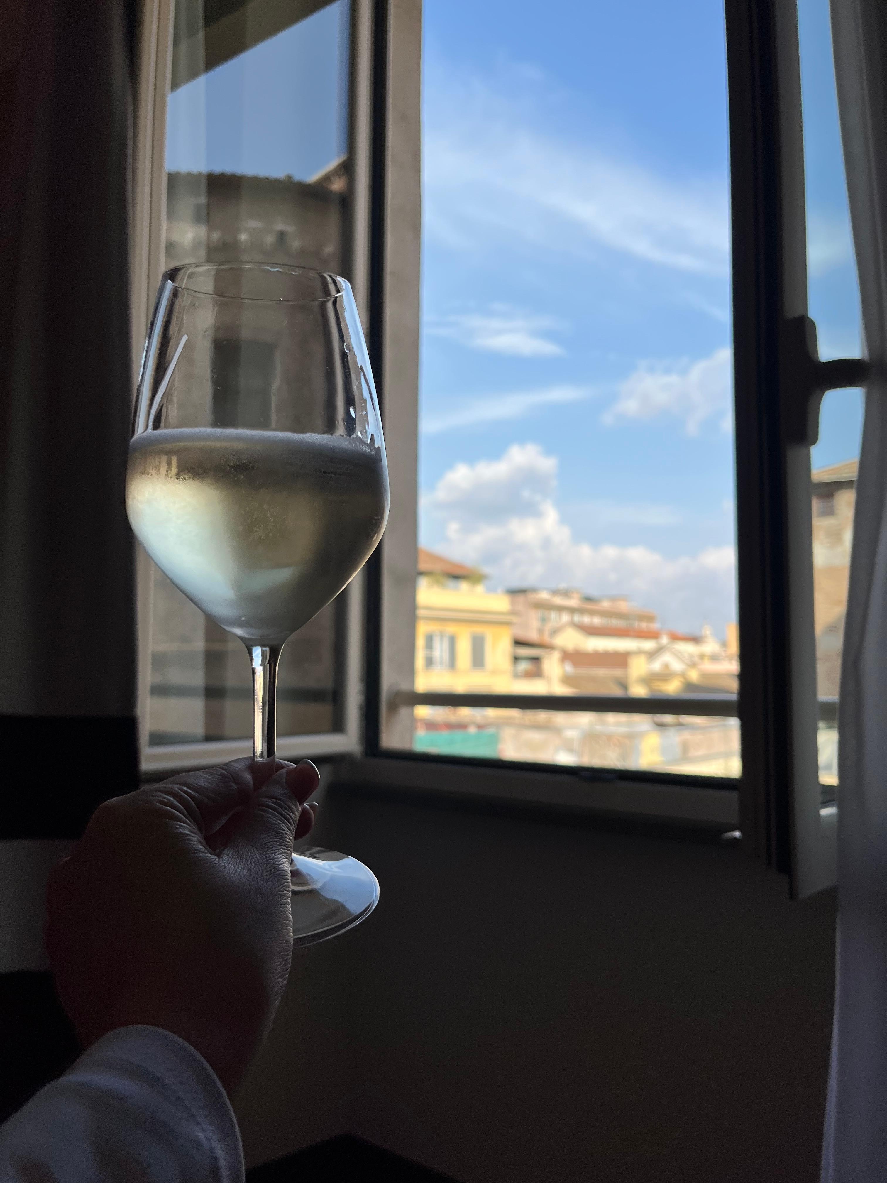 View from large bathroom in room