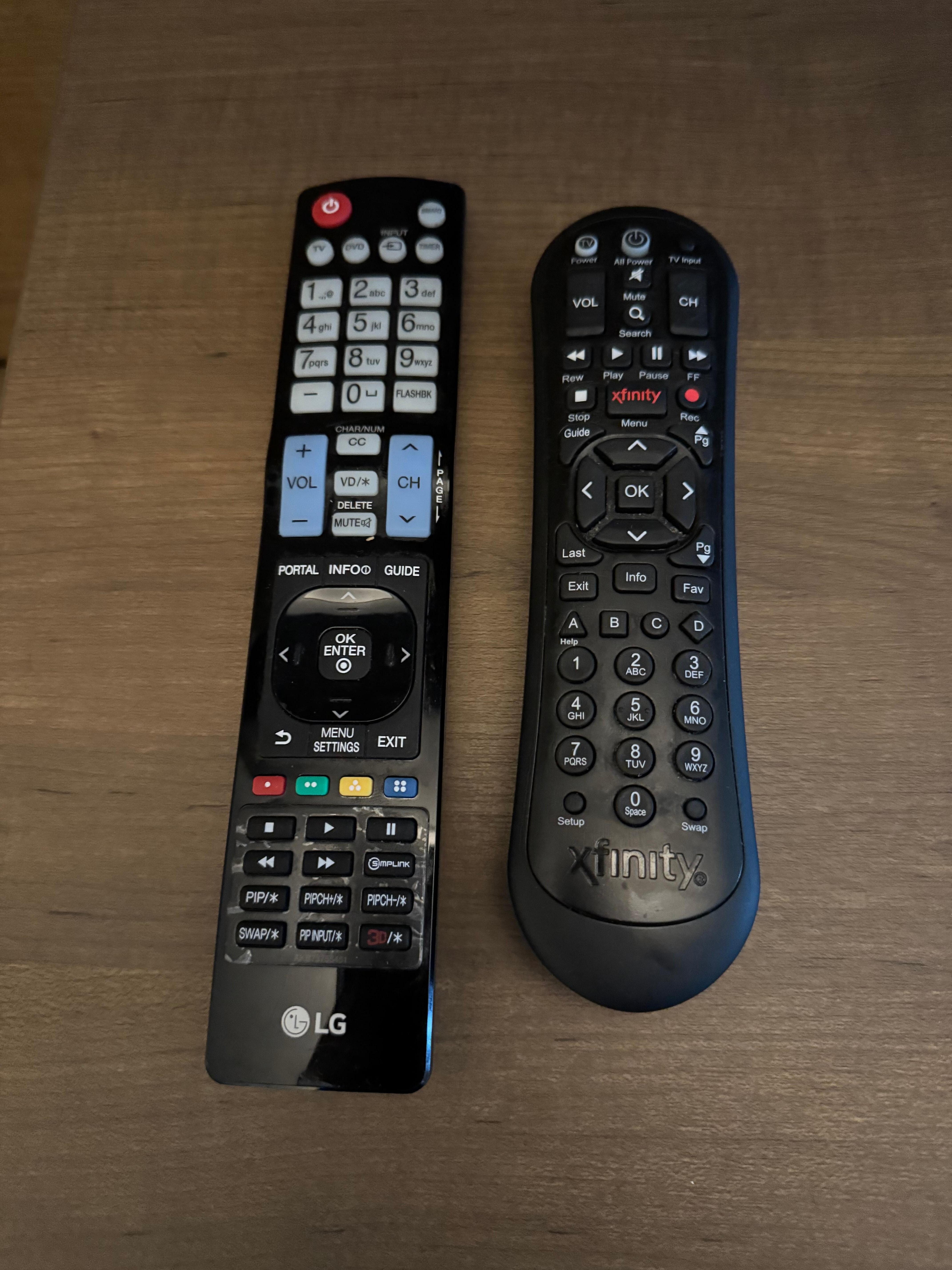 Two remotes for the TV