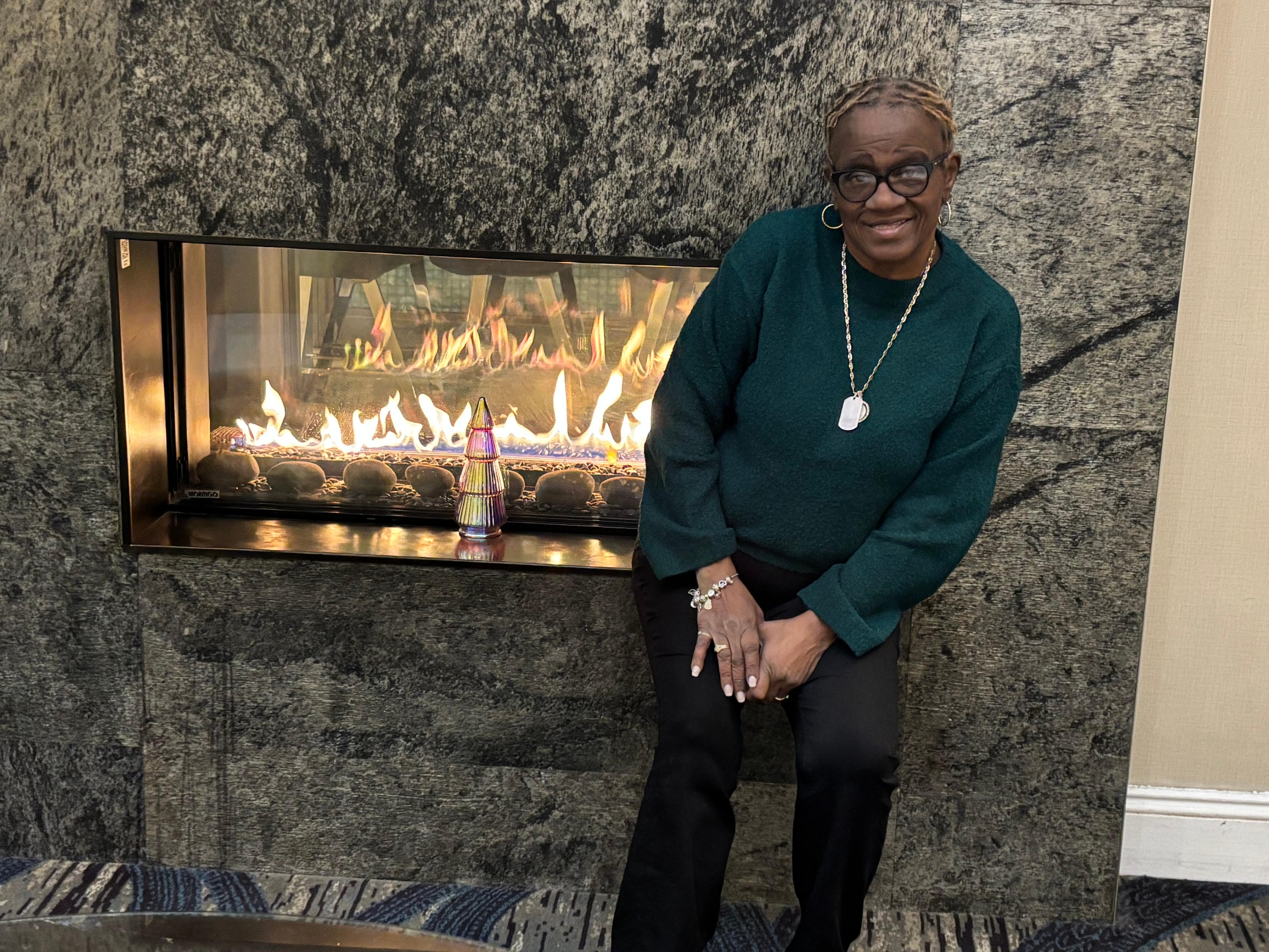 Sitting by a warm inviting fireplace lounging 🌺🌺