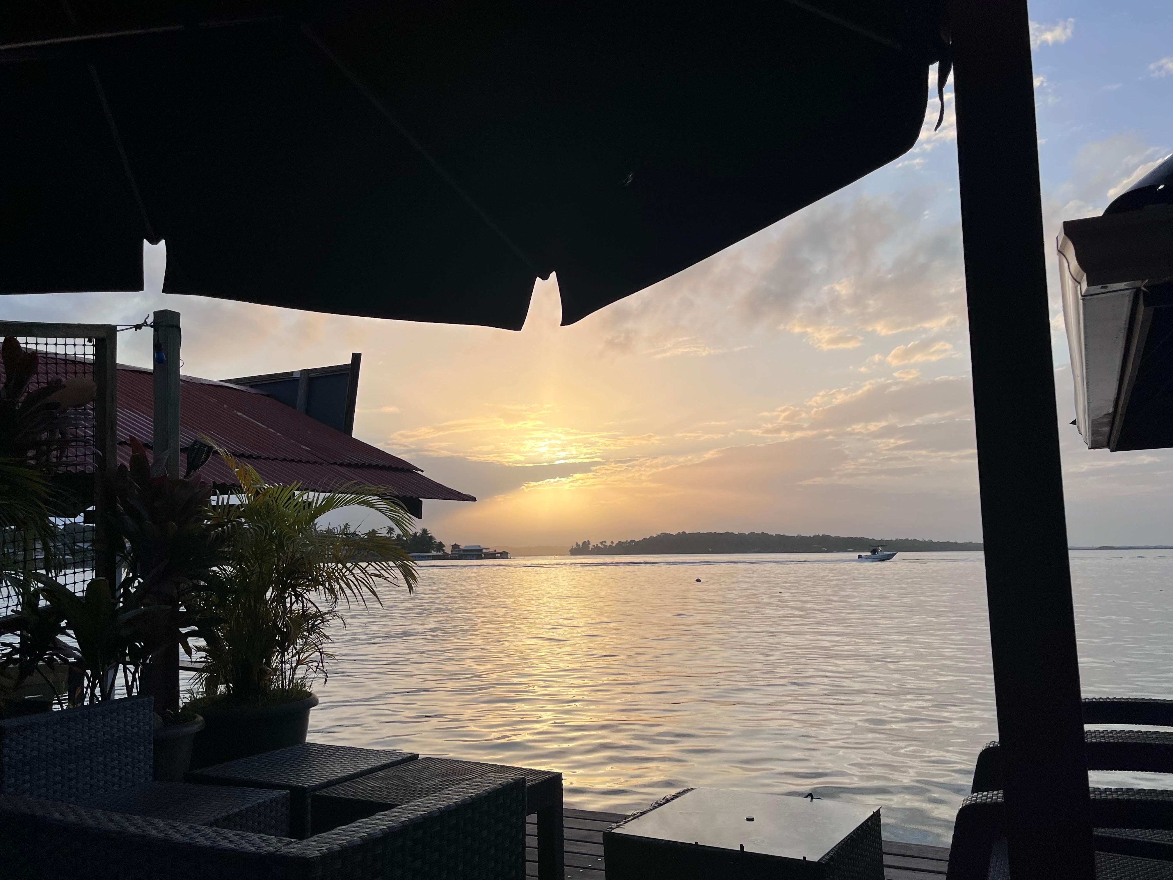 View from restaurant at breakfast.