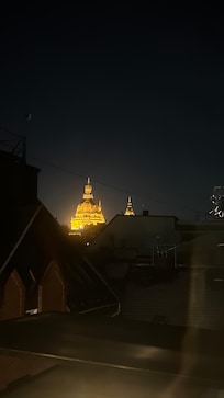 View of the basilica at night from the terrace