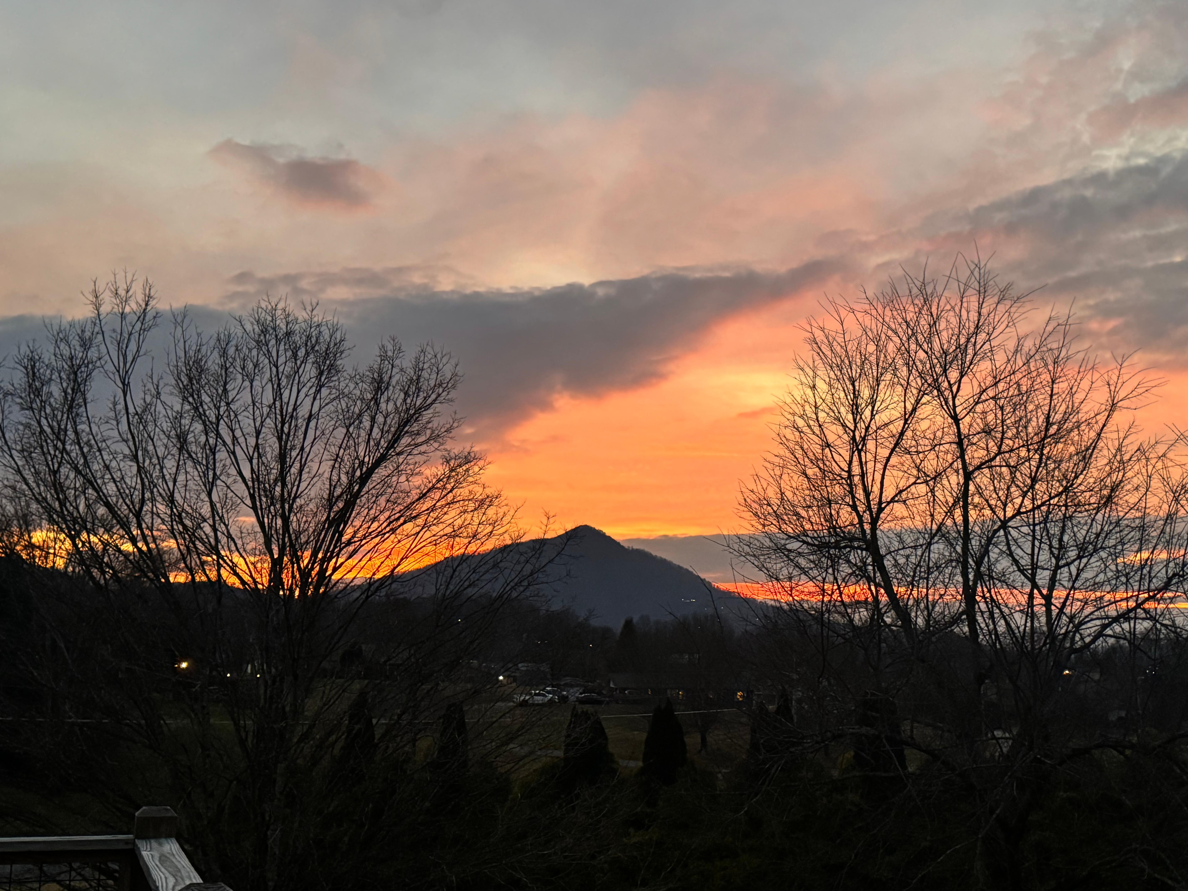 Sunset view from hot tub on front deck.  