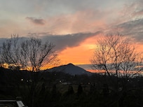 Sunset view from hot tub on front deck.