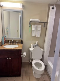 This was the very small king suite bathroom.