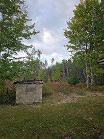 Behind the cabin
