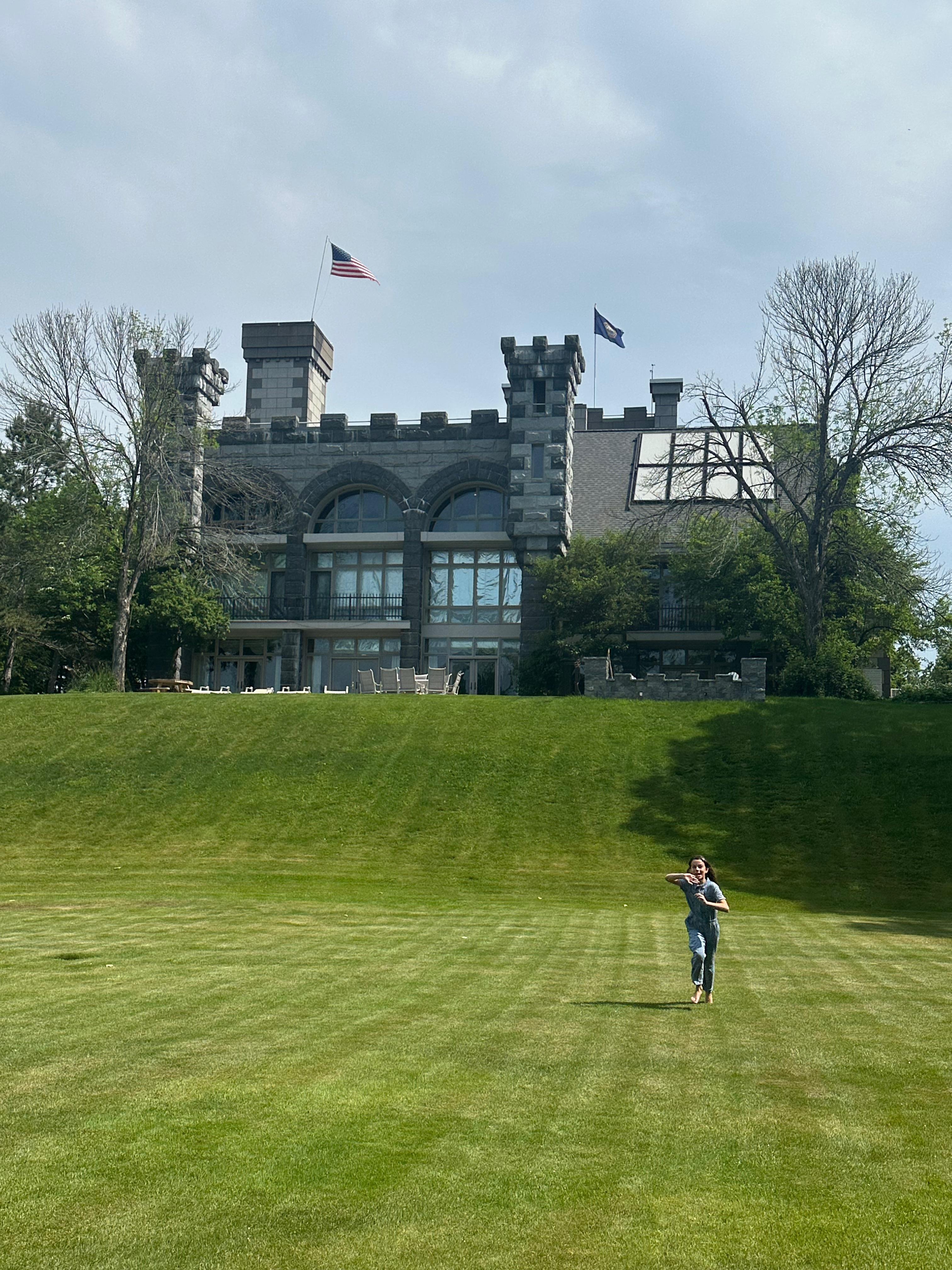 The castle from the bottom of the hill in the back