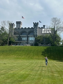 The castle from the bottom of the hill in the back