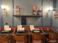 Typewriters in the lobby.