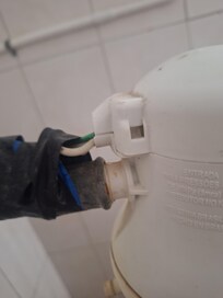 Not contained correctly causing the water to be electrified