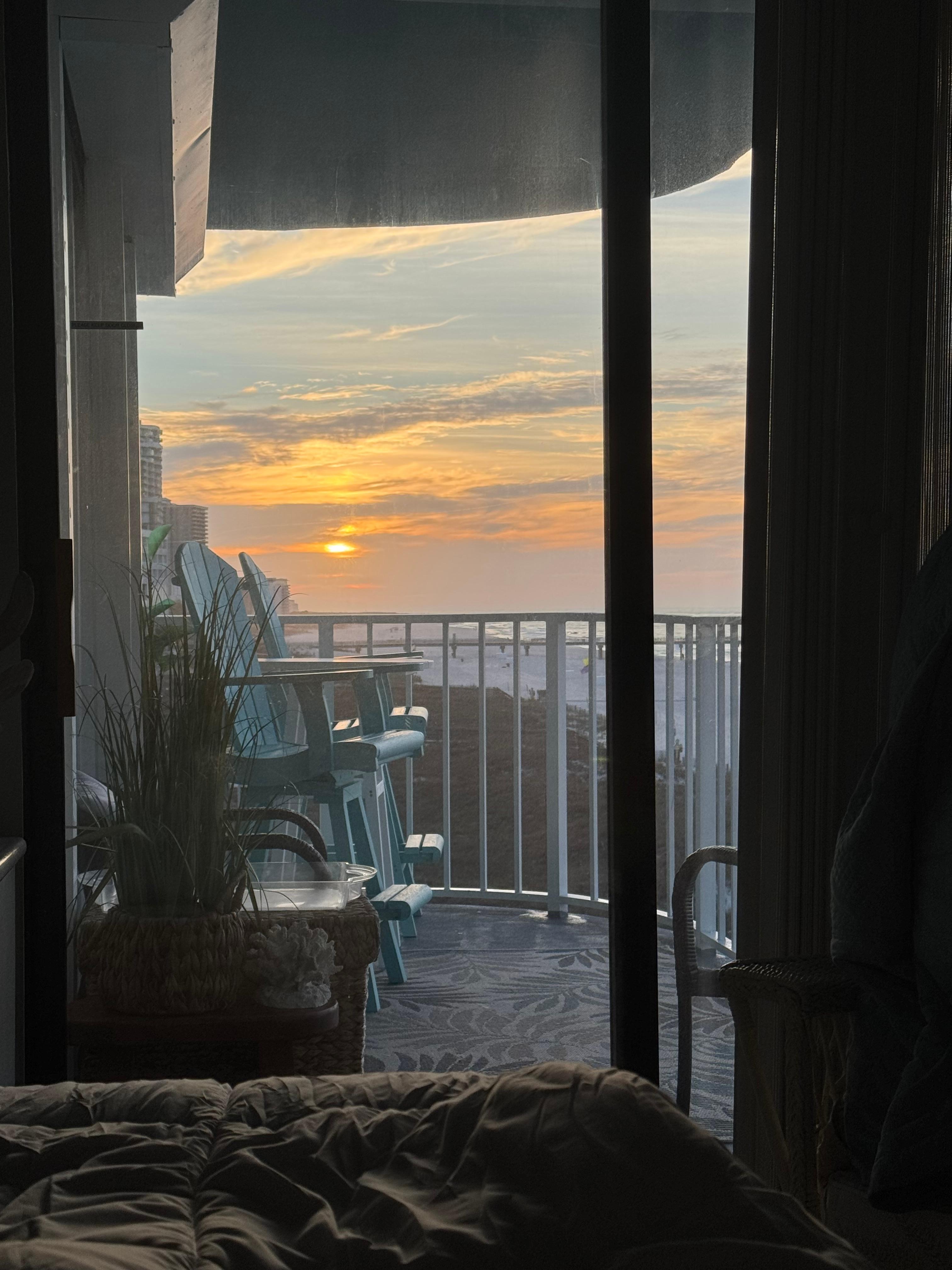 Watching the sunrise from the master bedroom. 