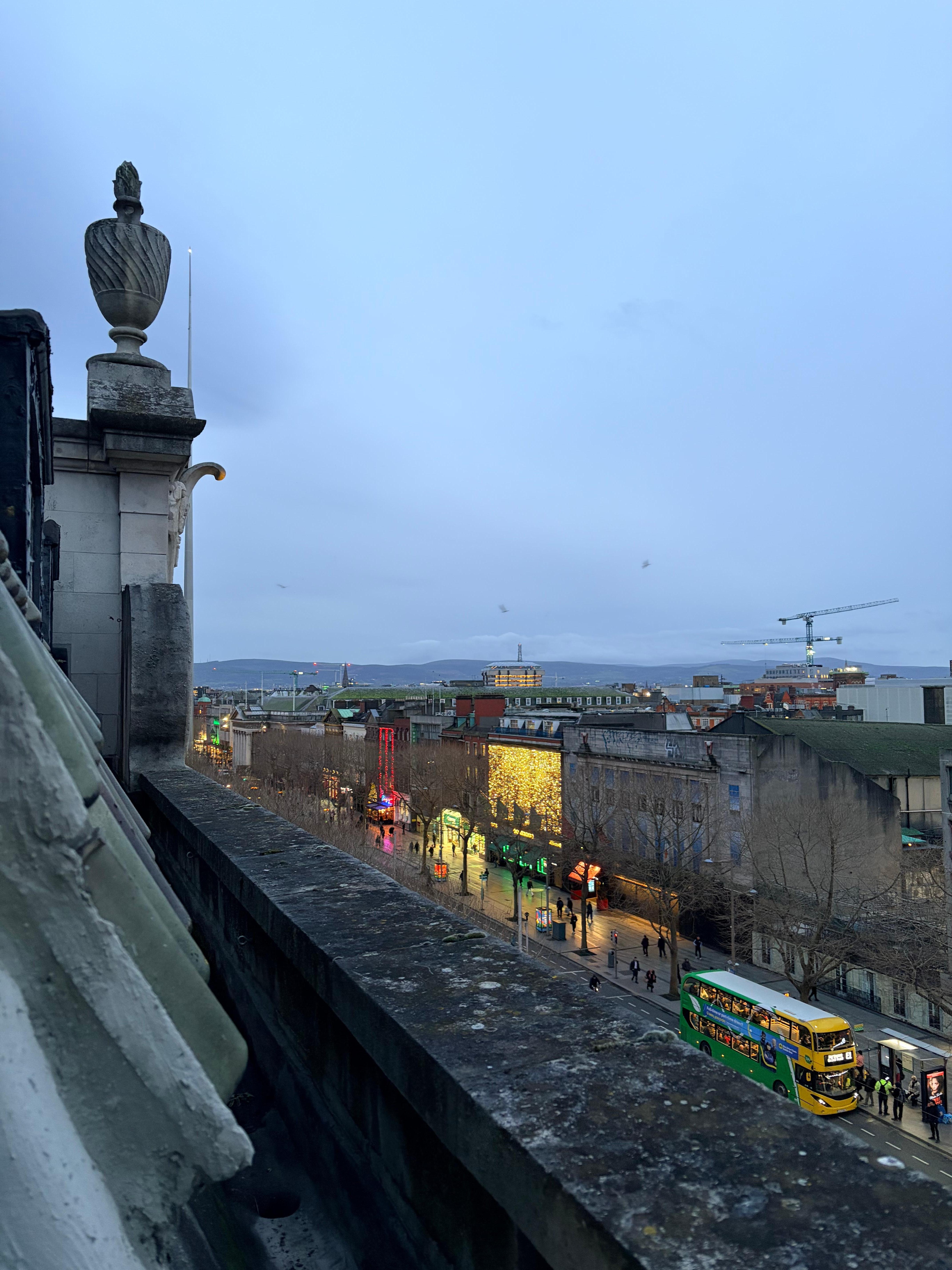 A view towards the GPO from the room onto O'Connell Street.