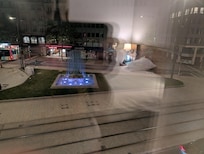 View from room window nighttime.