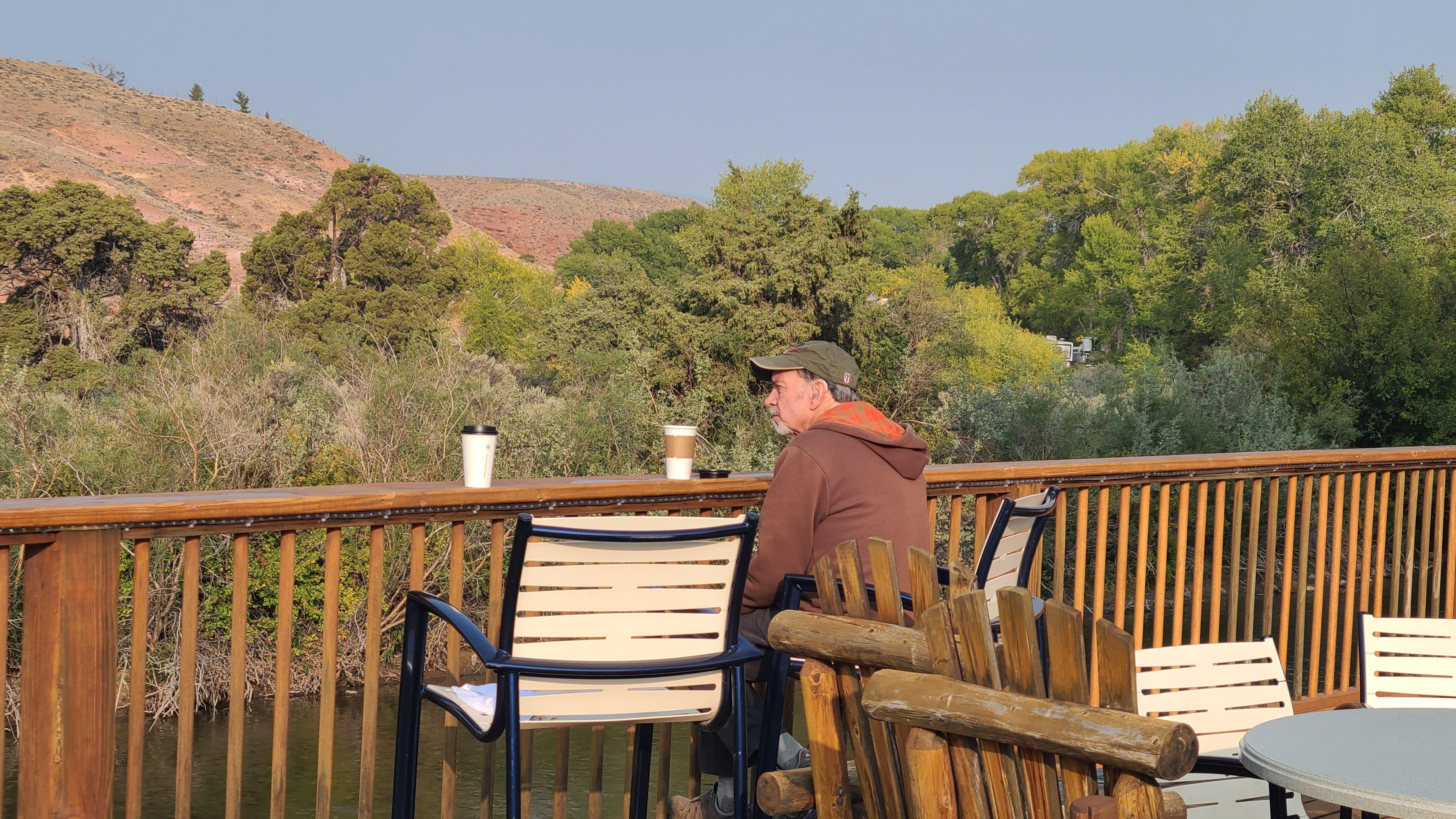 Coffee on the Wind River deck