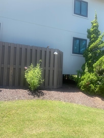 The outdoors, of the property