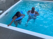 My hubby and I being nostalgic in the pool remembering our 8th grade year.