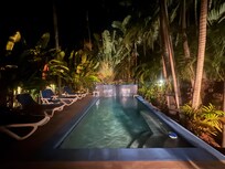 The pool at night.