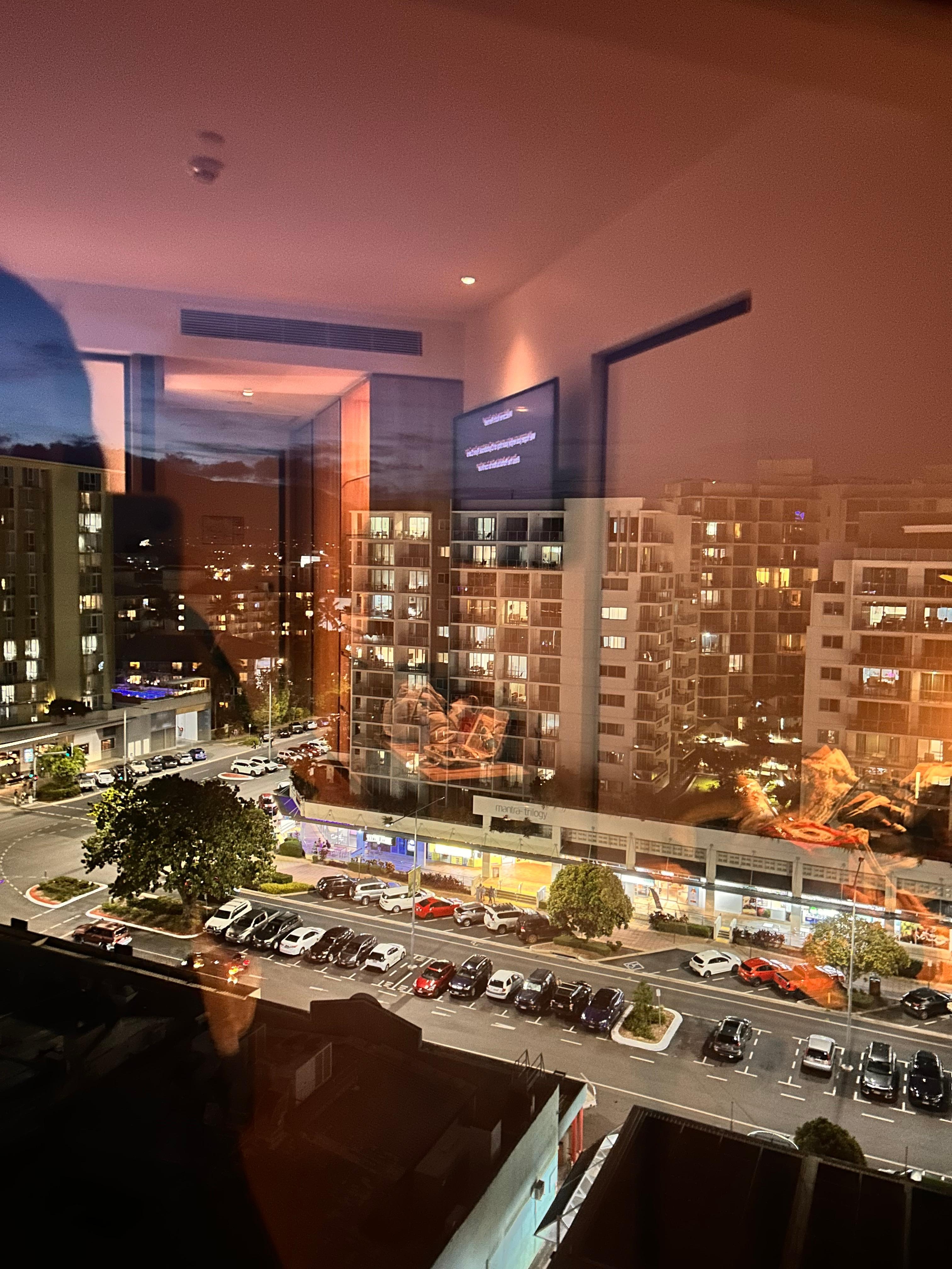 View from window of urban room