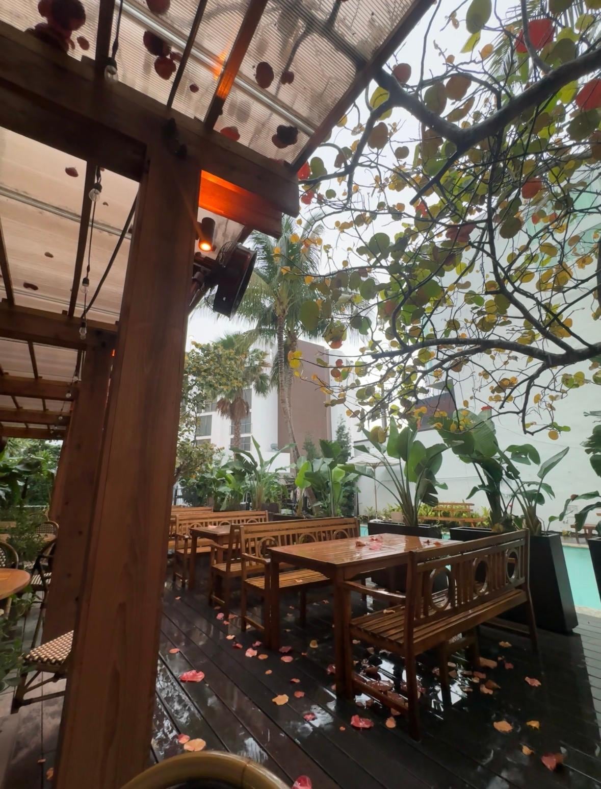 Outdoor area- even though it was pouring we could still enjoy being outside. 