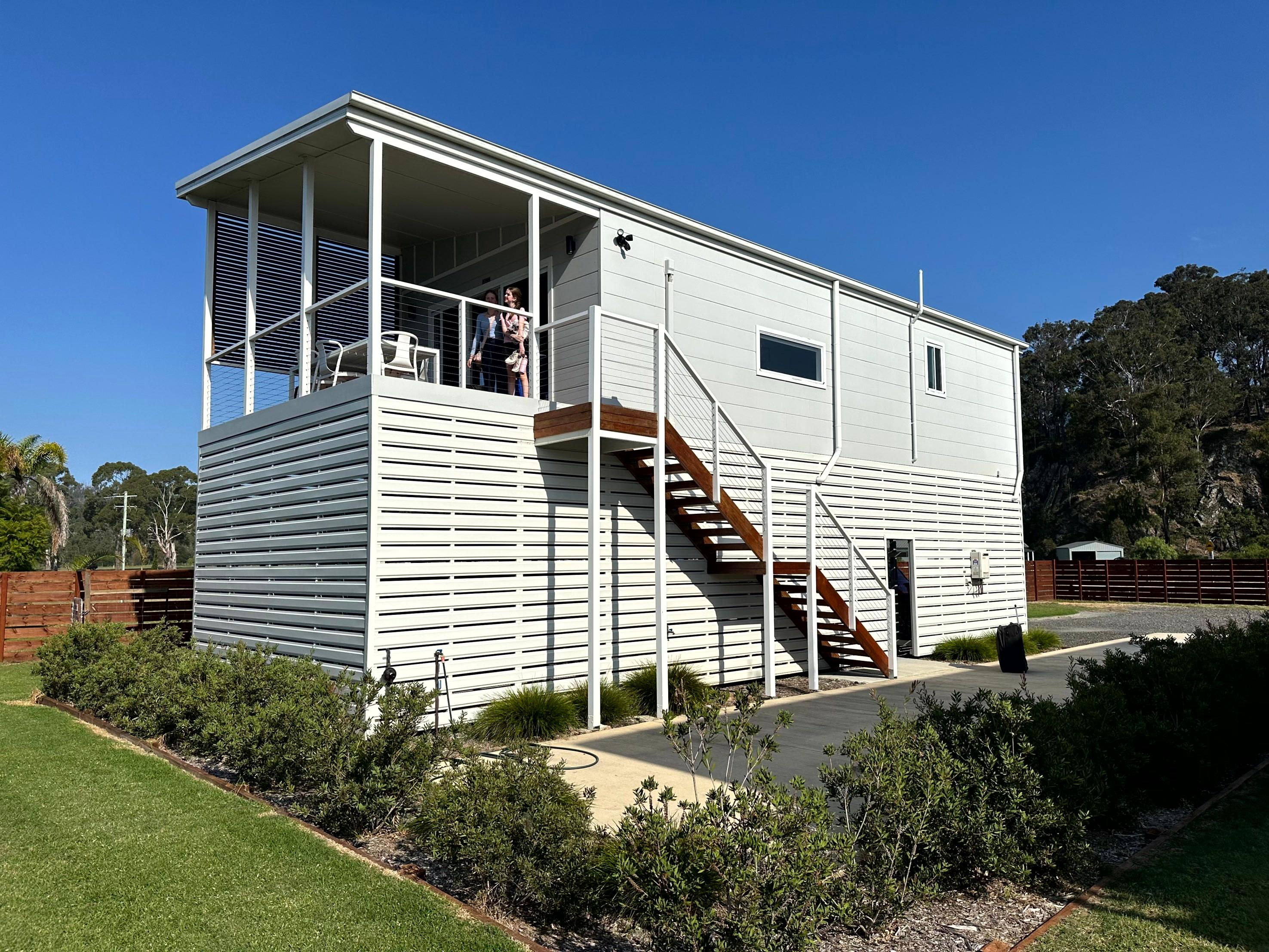 The elevated, two-bedroom villa